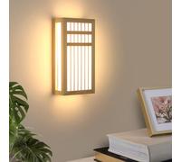 Goeco Applique Murale Intérieure Bois Carré, 18W 30CM 3000K | Lampe Murale LED Moderne Blanc Chaud Lampe de Chevet avec Abat-jour en Acrylique pour Chambre Salon Couloir