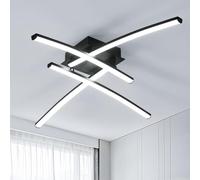Goeco Luminaire Plafonnier LED, 34W 74 CM Lustre Plafonnier LED Moderne, 3800LM 6500K Lumière Blanche Froide Lampe de Plafond en Acrylique Noir avec 4 Tubes pour Chambre à Coucher, Salon, Noir