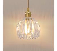 Goeco Luminaire Suspension en Verre Douille E27, Doré