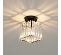 Goeco Lustre Moderne en Cristal Noir, E27 Semi-encastré Mini Plafonnier