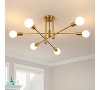 Goeco Lustre Sputnik Industriel 6 Lumières Douille E27, Doré