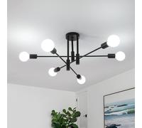 Goeco Lustre Sputnik Industriel 6 Lumières Douille E27, Noir