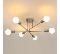 Goeco Lustre Sputnik Vintage, 6 Lumières Douille E27, 60CM, Chromé