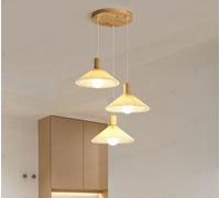 Goeco Lustre Suspension Vintage Douille E27 3 Lumières, Abat-jour Tissu