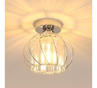 Goeco Plafonnier Cristal Moderne Douille E27, 19CM Chromé
