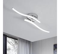 Goeco Plafonnier LED, 14 W Lampe de Plafond Moderne Courbé en Acrylique avec 4 Platines LED Blanc Froid 6500K Luminaire Plafonnier pour Chambre à Coucher Salon Cuisine Couloir, Argent 52 * 12 cm