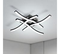 Goeco Plafonnier LED, 24W Lampe de Plafond LED Moderne, 6500K Lumière Blanche Froide Luminaire Lustre Design Ondulé avec 4 Tubes de Lumière pour Salon, Chambre, Cuisine, Noir