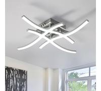 Goeco Plafonnier LED, 24W Lustre LED Moderne avec 4 Platines 6500K Blanc Froid Luminaire Lampe de Plafond Moderne Semi-Flash pour Chambre à Coucher Salon Cuisine, Argent 46 cm