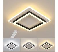 Goeco Plafonnier LED avec Télécommande Carré 41W, Blanc+Noir 40CM