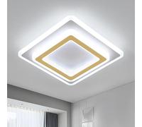 Goeco Plafonnier LED Carré, 44W Moderne Lampe de Plafond, Doré Luminaire Plafonnier pour Couloir Coucher Cuisine Salon, Blanc Froid 6500K