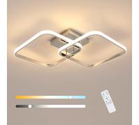 Goeco Plafonnier LED Moderne, 50W Luminaire Plafonnier Carré Dimmable, Chrome Lampe de Plafond en Acrylique avec Télécommande pour Salon, Chambre à Coucher, Cuisine, 3000K-6500K