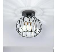 Goeco Plafonnier Noir en Cristal Moderne Douille E27, 19CM