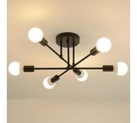 Goeco Sputnik Lustre Vintage en Meta, Douille E27, 6 Lumières, Noir