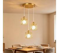 Goeco Suspension Luminaire Or Moderne, 3 Lampes Lustre Plafonnier E27