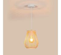 Goeco Suspension Luminaire Vintage en Bois Rotin, E27 Lustre Plafonnier