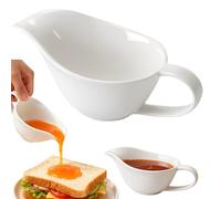 GOEDCH Bol à sauce en porcelaine : 20 × 20 × 14 cm, bol à sauce en céramique, récipient à sauce émaillée en porcelaine, avec poignée pour table à manger, crème, bouillon de lait (blanc)