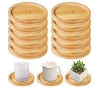 GOEDCH Bougeoirs Piliers: Lot de 12 Vintage Bougeoirs en Bambou pour Bougies Piliers, Dessous de Bougie en Bois, Plateau à Bougie pour Bougies de Baptême, Bougies de Mariage, Cadeau (Diamètre de 9 cm)