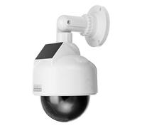 GOEDCH Caméra factice Speed Dome avec énergie solaire : Faux appareil de surveillance avec LED rouge clignotante, étanche, fonctionnement solaire, caméra factice solaire pour intérieur et extérieur