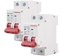 GOEDCH Disjoncteur Miniature: Lot de 2 63 A 1000V 2 Broches DZ47-63DC Disjoncteur Solaire, Disjoncteurs Pv Automatiques avec Protection contre pour Lignes de Distribution Résidentiel