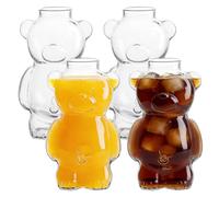 GOEDCH Ensemble de 4 verres à boire de 320 ml: verre avec couvercle et paille, ensemble de verres à cocktail au design unique, verres à café glacé pour cafés, restaurants et maison