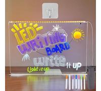 GOEDCH Lampe LED Créative DIY: Veilleuse Effaçable avec 7 Crayons Effaçables, Base de Bande Lumineuse LED Suspendue Graffiti, Planche à Dessin Lumineuse avec Crochet et Chaîne, Écriture, Effaçable