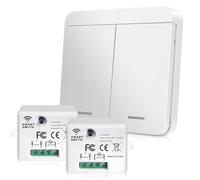GOEDCH Lot de 2 interrupteurs sans fil blancs: interrupteurs d'éclairage sans fil, télécommande, ensemble d'interrupteurs sans fil, interrupteurs sans fil, pour maison intelligente et contrôle des