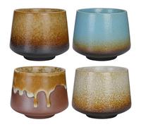 GOEDCH Lot de 4 tasses à expresso : mini tasses à café en céramique, tasses à expresso à paroi épaisse, fabriquées à la main en grès, passent au lave-vaisselle, pour le thé à la maison, au bureau