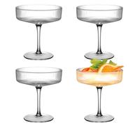 GOEDCH Lot de 4 verres à cocktail Martini : verres à champagne, verres coupés avec aspect cristal - Verres à long drink élégants pour expresso Martini, vin et champagne Qualité 14 × 10 cm