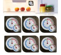 GOEDCH Lot de 6 thermomètres et hygromètres analogiques 2 en 1 7,5 x 7,5 cm, pour intérieur et extérieur, avec cadran et affichage analogique de la température et de l'humidité (noir)