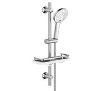 Görbach Barre de Douche 70 cm en Acier Inoxy 304 avec Porte-Savon et Douchette 3 Jets Barre de Douche INOX avec Supports de Douche Réglable Murale Solide(HBD12CP)