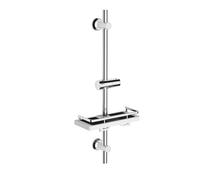 Görbach Barre de Douche 70cm avec Étagère en Acier Inoxydable, Chromé Barre de Douche avec Support Pommeau de Douche et Support de Douche Muraux Réglable Variables