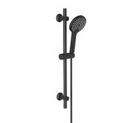Görbach Barre de Douche Noir 70 cm, Colonne de Douche en Acier Inoxydable avec Douchette 3 Jets et Support de Fixation Réglable pour S'adapter aux Trous de Perçage Existants(HBD12MB)