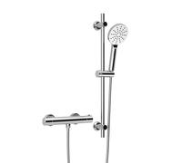 Görbach Colonne de Douche avec Mitigeur Thermostatique, Ensemble de Douche en Acier inoxydable avec Douchette et Tuyau, Barre de Douche 70 cm Chromé