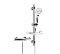 JOHO Système de douche thermostatique avec robinet et barre de douche avec receveur de douche, mitigeur de douche thermostatique + barre de douche en acier inoxydable 70cm chrome