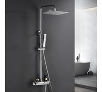 Douche à effet pluie Görbach Kit de douche Kit complet en acier inoxydable Système de douche thermostatique Douchette à main Barre de douche chromée Garniture.