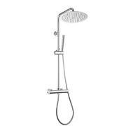 Görbach Colonne de douche avec robinetterie, acier inoxydable système de douche avec barre de douche réglable hauteur, pommeau pluie 25 cm et mitigeur thermostatique, Chromée
