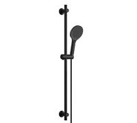 Görbach Colonne de Douche en Acier inoxydable avec Douchette à Main 3 Jets, Ensemble Barre de douche et Support de Pommeau de Douche et Tuyau pour Salle de Bain, 100cm Noir