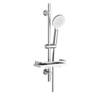 Görbach Colonne de Douche en Acier inoxydable avec Douchette à Main 3 Jets, Ensemble Barre de douche et Support de Pommeau de Douche et Tuyau pour Salle de Bain, Étagère Douche, 70cm Chromé