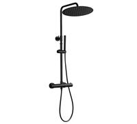 Görbach Colonne de Douche en Acier inoxydable avec Mitigeur Thermostatique, Ensemble de Douche Pluie Mural avec Douchette Salle de Bain et Pommeau Douche 30 cm Noir