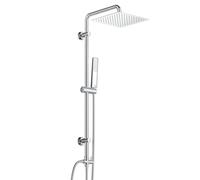 Görbach Colonne de Douche en Acier inoxydable sans Mitigeur, Ensemble de Douche Pluie Mural avec Douchette Salle de Bain et Pommeau Douche 20x20 cm Chromé