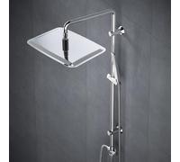 Görbach Colonne de Douche en Acier inoxydable sans Mitigeur, Ensemble de Douche Pluie Mural avec Douchette Salle de Bain et Pommeau Douche 35x25 cm Chromé