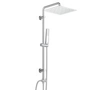 Görbach Colonne de Douche en Acier inoxydable sans Mitigeur, Ensemble de Douche Pluie Mural avec Douchette Salle de Bain et Pommeau Douche 25x25 cm Chromé