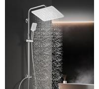 Görbach Colonne de Douche sans Robinetterie Colonne Douche Mécanique Cabine de Douche Baignoire Douchette Salle de Bain avec Fixations Réglables et Pommeau Pluie Carrée30*30cm