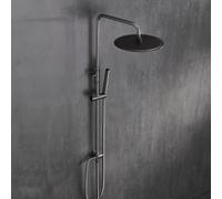 Görbach Colonne de douche en acier inoxydable sans mitigeur robinet, Ensemble de douche pluie avec barre de douche réglable en hauteur, pommeau 20 cm Gris gunmetal brossé