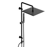 Görbach Colonne de Douche sans Robinet, Réglable Ensemble de Douche en Acier inoxydable Murales Système Douche avec Douchette Effet Pluie et Douche de Tête 30x30cm, Noir