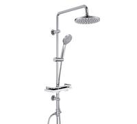 JOHO Kit de douche à effet pluie sans robinetterie, système de douche en acier inoxydable avec étagère, kit barre de douche avec pomme de douche ABSD20cm