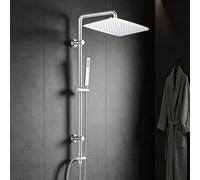 Görbach Système de douche à effet pluie sans robinet, en acier inoxydable avec barre de douche réglable, pommeau de douche 35 x 25 cm, chromé