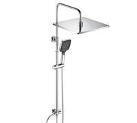 JOHO Système de douche en acier inoxydable sans robinet, kit de douche à effet pluie, économe en eau, avec pommeau de douche 30 x 30 cm, chromé