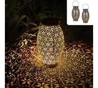Görvitor Lot de 2 Lanternes Solaires d'Extérieur à LED en Métal - Étanche IP65 - Lampes Suspendues/Debout pour Jardin, Décoration Vintage, Balcon, Terrasse