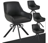 Goeurvant Chaises Pivotantes Lot de 4 - Chaises Similicuir avec Accoudoirs, 360° Pivotantes, Pieds Métal, Dossier Confort, pour Salle à Manger, Salon, Noir
